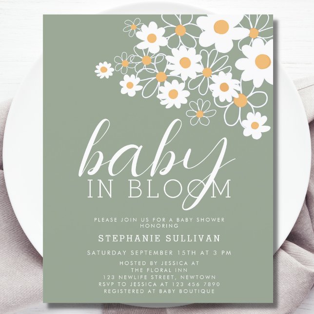 Budget Baby In Bloom Green Baby shower Invitation (Créateur téléchargé)