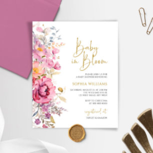 Budget Baby in Bloom Purple Baby shower Invitation