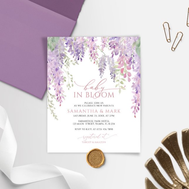 Budget Baby in Bloom Wisteria Douche Invitation (Créateur téléchargé)