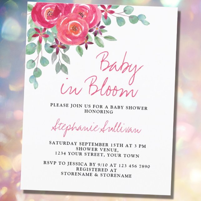 Budget Baby in Floral Baby shower Invitation (Créateur téléchargé)