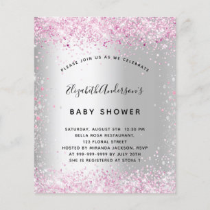 Budget baby shower argent rose fille invitation