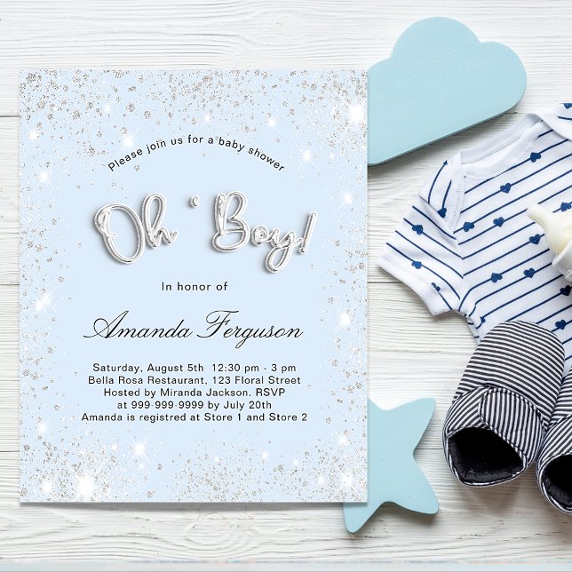 Budget Baby shower bébé bleu garçon argent parties (Créateur téléchargé)