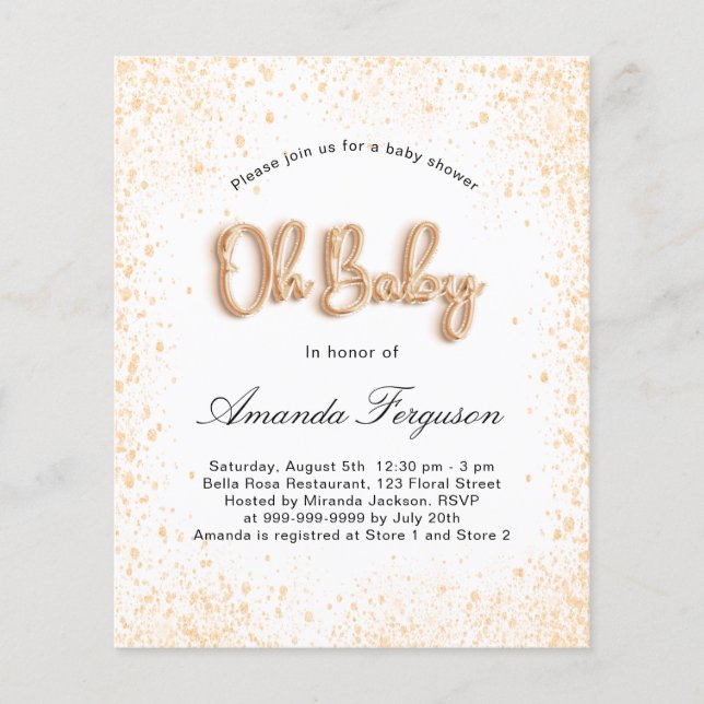 Budget Baby shower blanc or parties scintillant ga (Devant)