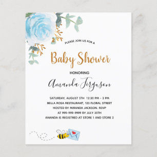 Budget Baby shower bleu fleuri eucalyptus bee boy