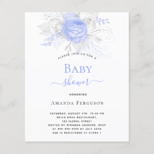 Budget Baby shower bleu floral argent blanc garçon