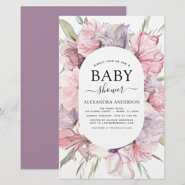 Budget Baby shower Boho Dusty rose violet (Devant / Derrière)