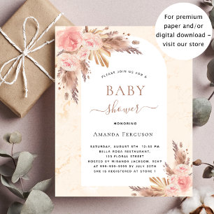 Budget baby shower boho pampas herbe rose or