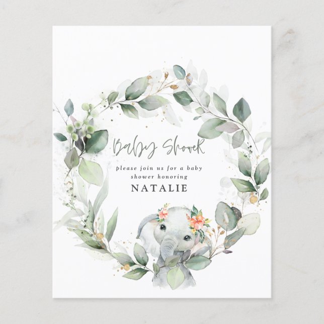 budget baby shower d'aquarelle d'eucalyptus (Devant)