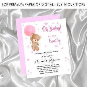 Budget baby shower en peluche ours fille invitatio