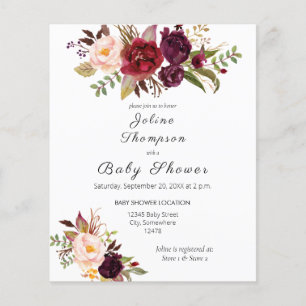 Budget Baby shower floral de Bourgogne Marsala