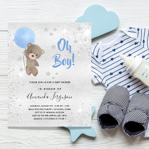 Budget Baby shower garçon ours en peluche bleu arg