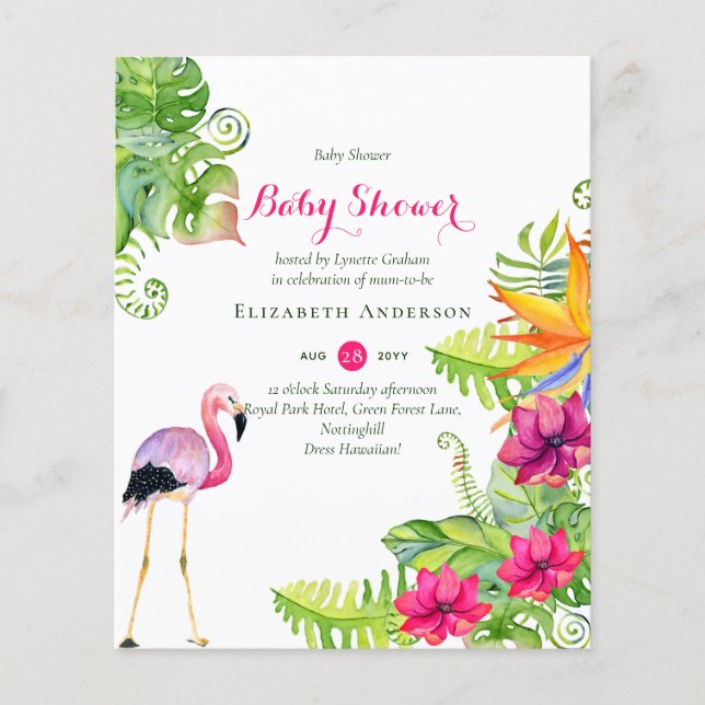BUDGET Baby shower Invitation Faire-part tropical (Devant)