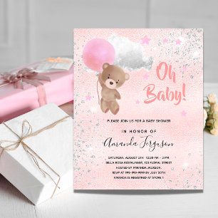 Budget Baby shower ours en peluche fille rose arge
