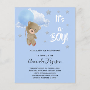 Budget Baby shower ours en peluche garçon bleu inv