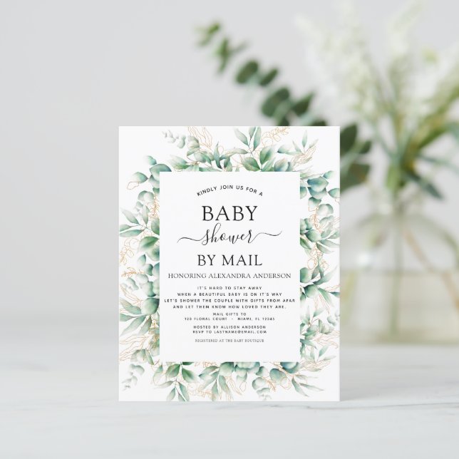 Budget Baby shower par Mail Eucalyptus Géométrique (Debout devant)