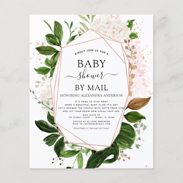 Budget Baby shower par Mail Greenery Botanical (Devant)