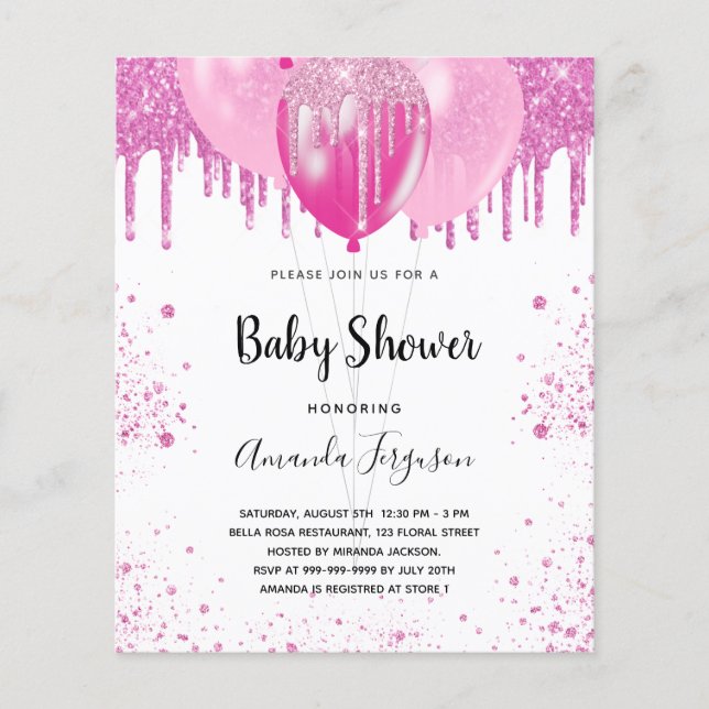 Budget Baby shower rose parties scintillant fille  (Devant)