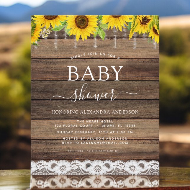 Budget Baby Shower Rustic Sunflower Invitation (Créateur téléchargé)