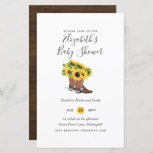 BUDGET Baby shower rustique tournesol Invitation