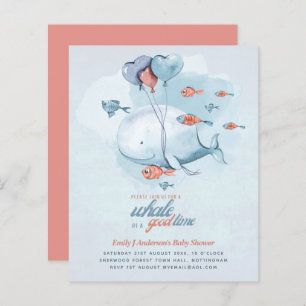 BUDGET Baby shower Sea Life Whale Boys Invitation 