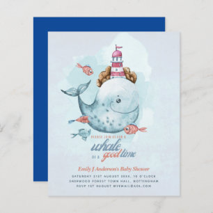 BUDGET Baby shower Sea Life Whale Boys Invitation