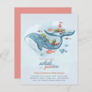 BUDGET Baby shower Sea Life Whale Boys Invitation