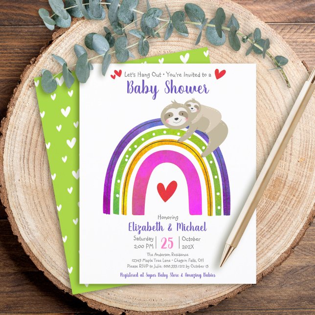 Budget Baby shower Sloth Rainbow Modern Invitation (Créateur téléchargé)