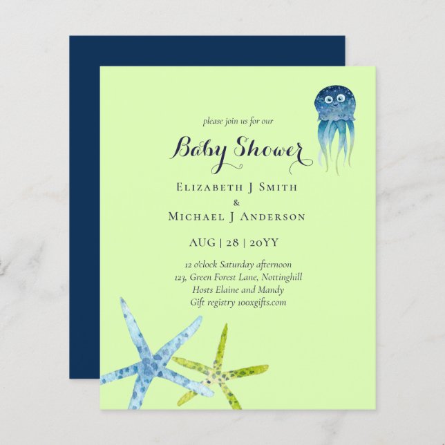 BUDGET Baby shower Vie marine Épée de la mer (Devant / Derrière)