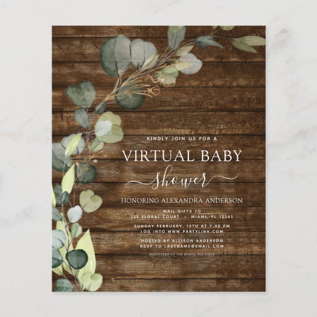 Budget Baby shower virtuel verdure Eucalyptus (Devant)