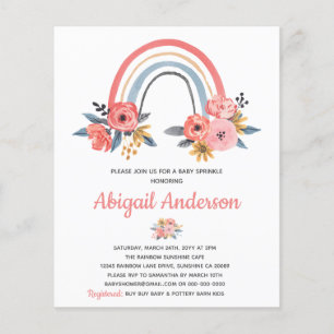 Budget Baby Sprinkle Rainbow Floral Invitation