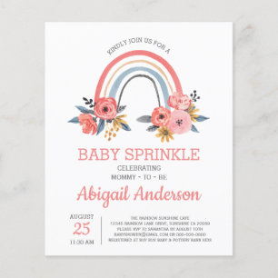 Budget Baby Sprinkle Rainbow Floral Invitation