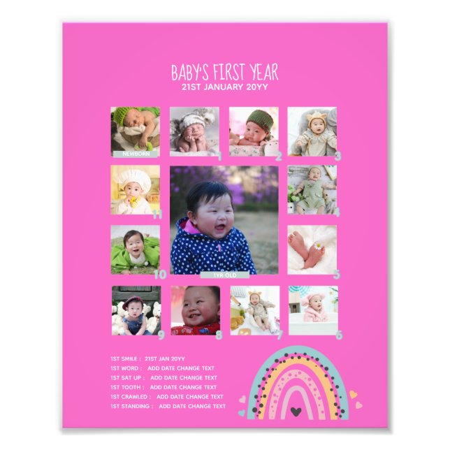 BUDGET Babys 1ère année PHOTO Grand-parent Keepsak (Devant)