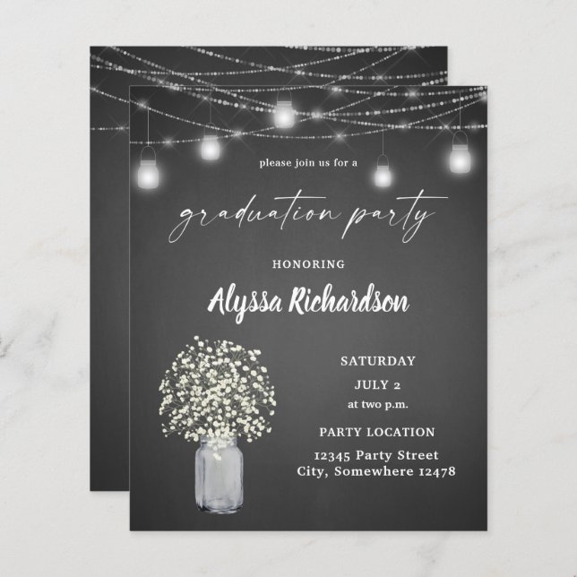 Budget Babys Breath & Chalkboard Graduation Party (Devant / Derrière)