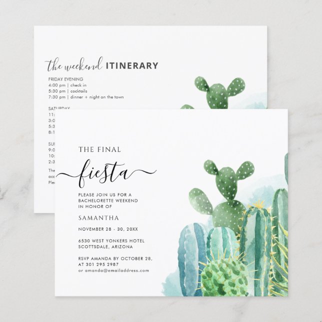 Budget Bachelorette Week-end Invitation Itinéraire (Devant / Derrière)