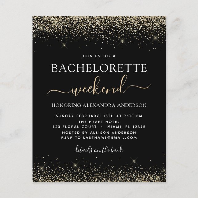 Budget Bachelorette Weekend Gold Parties scintilla (Devant)