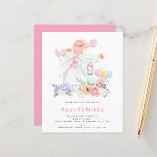 Budget Ballerina Rose Girl 4ème anniversaire Invit