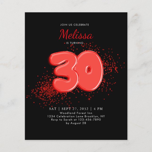 BUDGET Ballons rouges Noirs Confetti Anniversaire  (Devant)