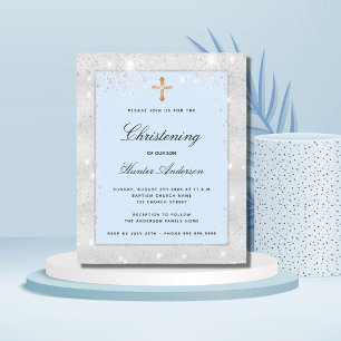Budget baptême argent bleu garçon invitation