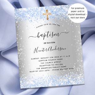 Budget baptême argent bleu parties scintillant inv