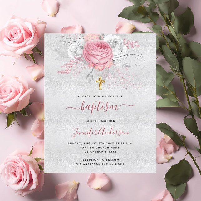 Budget Baptême argent rose florales fille (Créateur téléchargé)