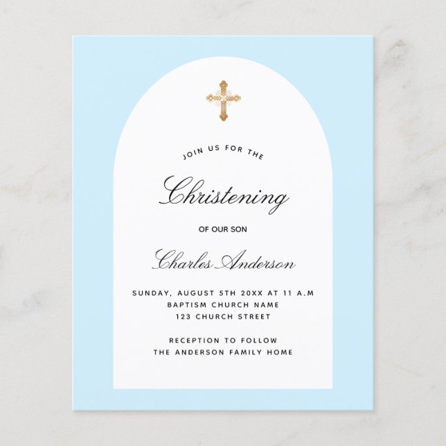 Budget baptême bleu clair arche garçon (Devant)