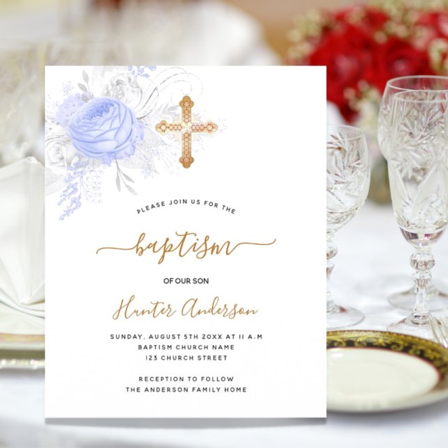 Budget Baptême bleu clair floraux garçon blanc (Créateur téléchargé)