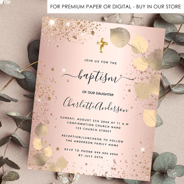 Budget baptême blush eucalyptus invitation parties (Créateur téléchargé)