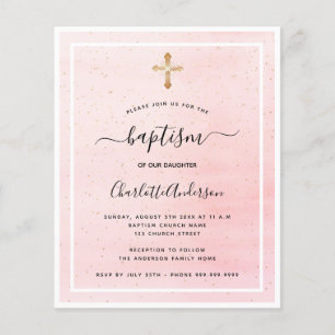 Budget baptême blush rose or fille invitation