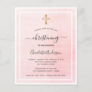 Budget baptême blush rose or fille invitation