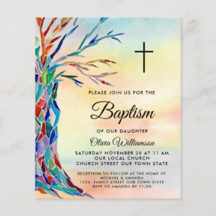 Budget Baptême coloré Christening Invitation