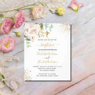 Budget baptême jumeaux eucalyptus invitation flora