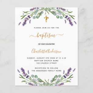 Budget baptême lavande eucalyptus invitation