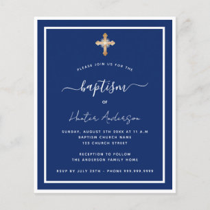 Budget baptême marine bleu blanc adulte invitation