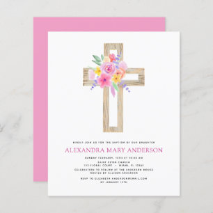 Budget Baptême Pastel Floral Rose Croix